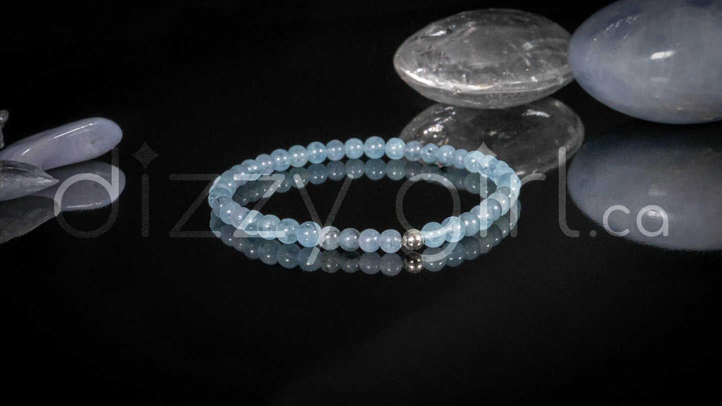 Aquamarine with Sterling Silver Accent Bead