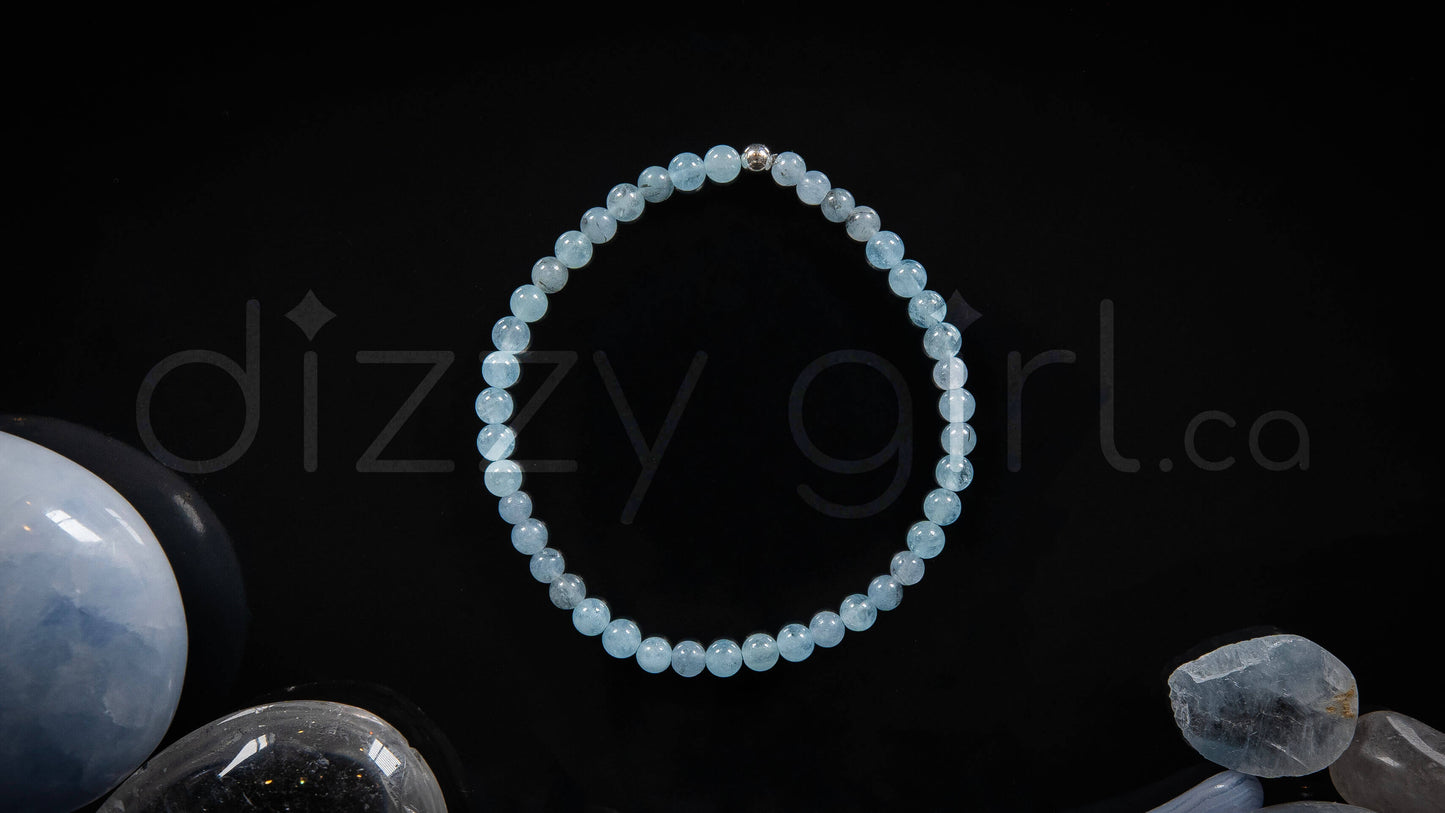 Aquamarine with Sterling Silver Accent Bead