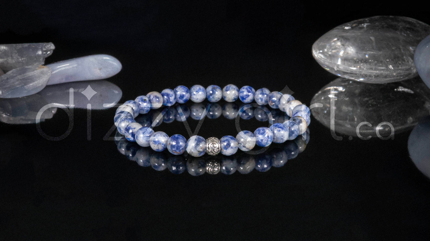 Blue Spot Jasper with Sterling Silver Tibetan Bead