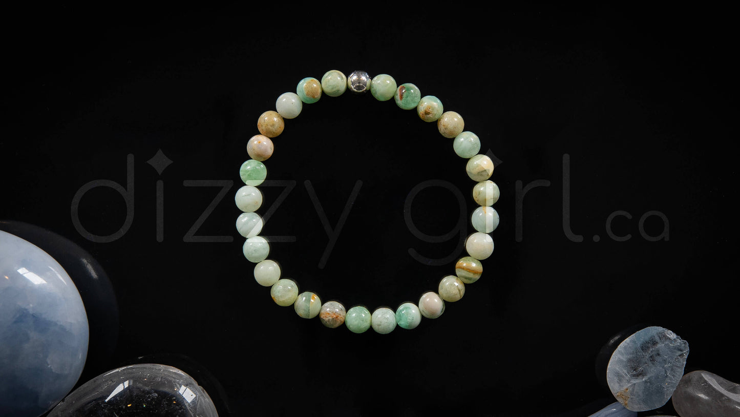 Green Agate with Sterling Silver Accent