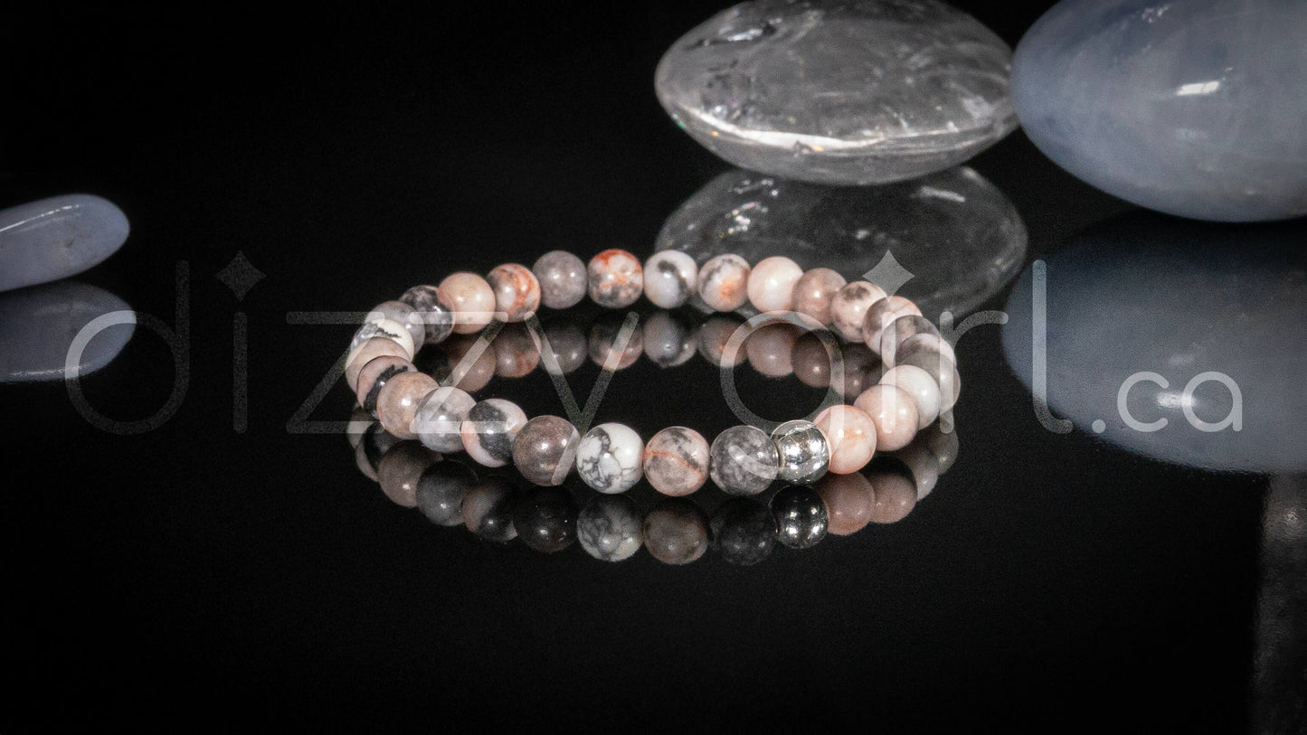 Pink Zebra Jasper with Sterling Silver Accent