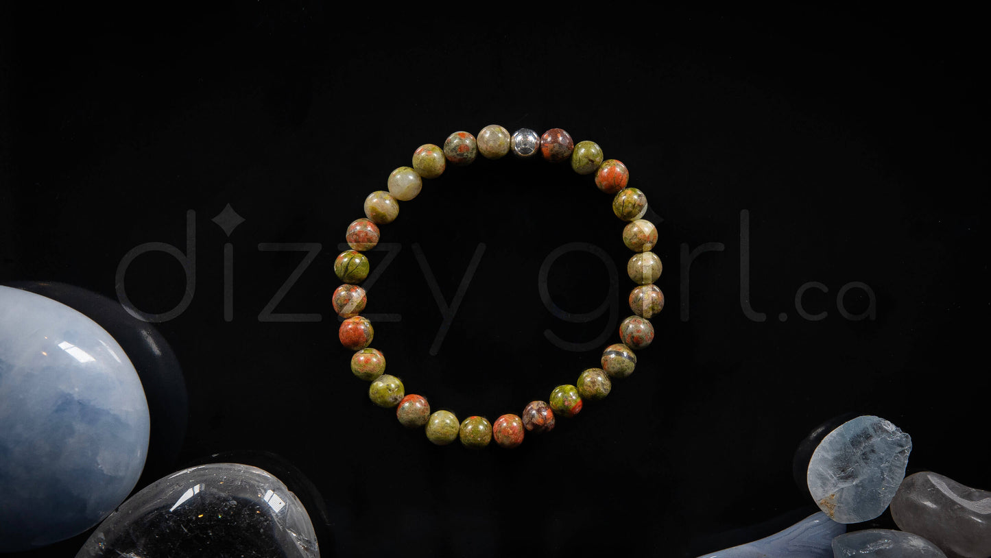 Unakite with Sterling Silver Accent