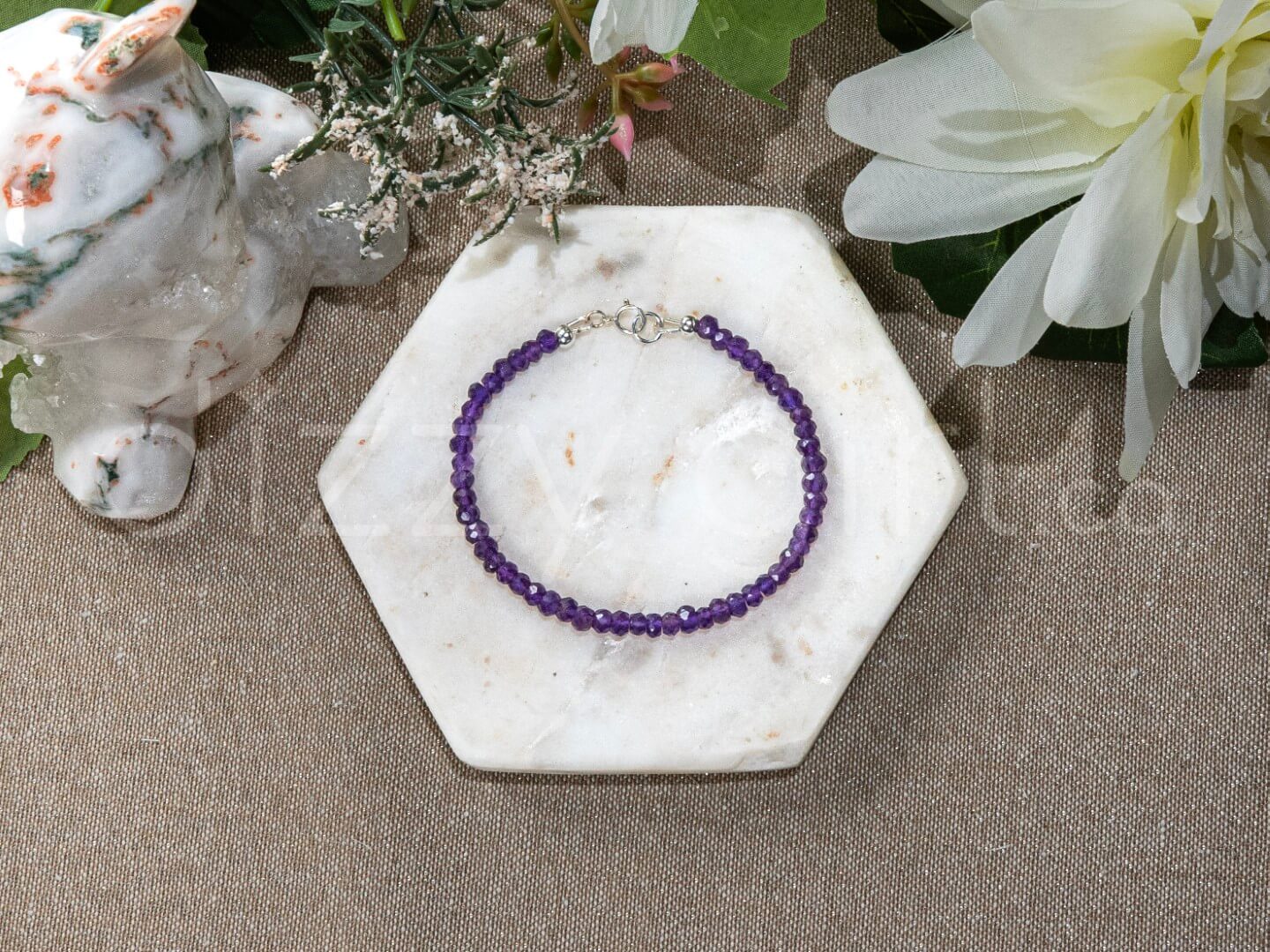 Amethyst Bracelet with Sterling Silver Clasp