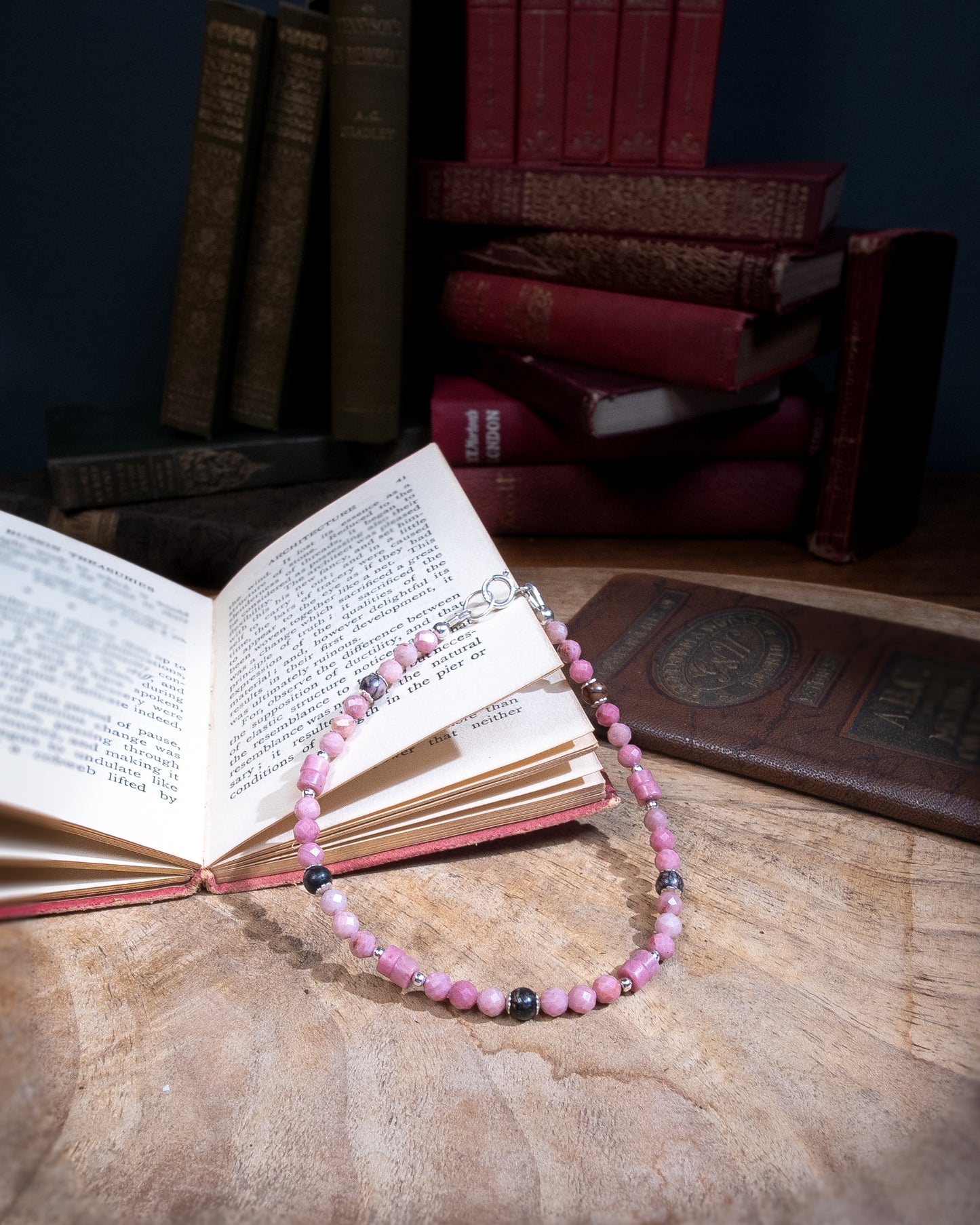 Rhodonite Bracelet with Sterling Silver Clasp