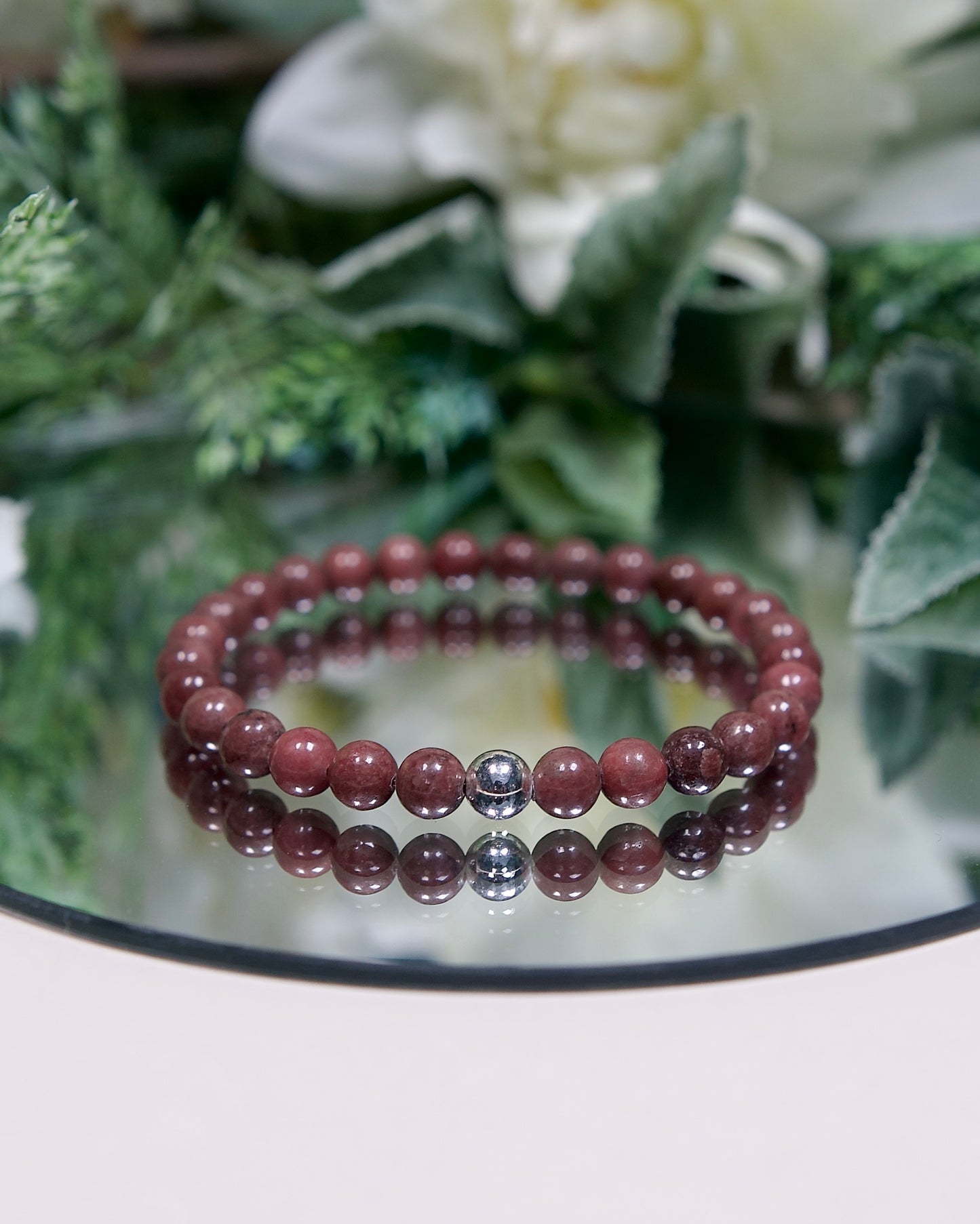 Rose Jasper Bracelet with Sterling Silver Accent (Gemstone Bracelet)
