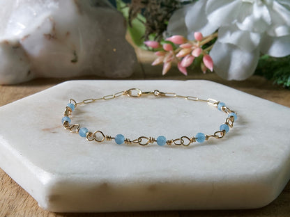 Personalized Birthstone Wire Link Bracelet (Pick Your Gemstone + Metal)