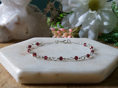 Personalized Birthstone Wire Link Bracelet (Pick Your Gemstone + Metal)