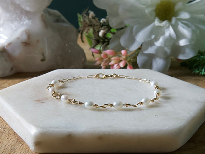 Personalized Birthstone Wire Link Bracelet (Pick Your Gemstone + Metal)