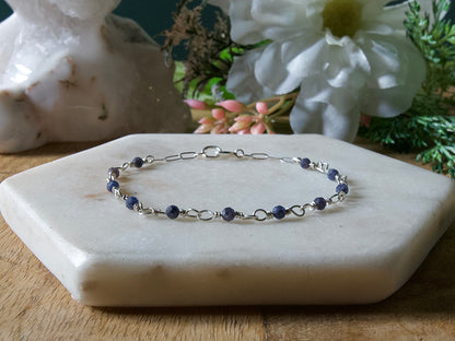 Personalized Birthstone Wire Link Bracelet (Pick Your Gemstone + Metal)