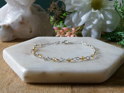 Personalized Birthstone Wire Link Bracelet (Pick Your Gemstone + Metal)