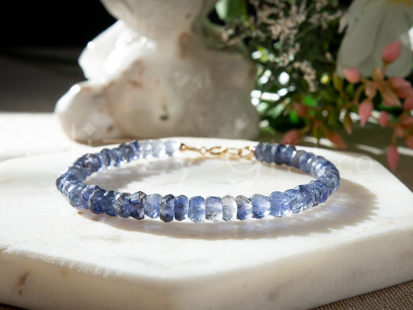 Iolite Bracelet with Gold Detail (14k Gold Filled)