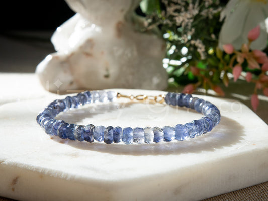 Iolite Bracelet with Gold Detail (14k Gold Filled)
