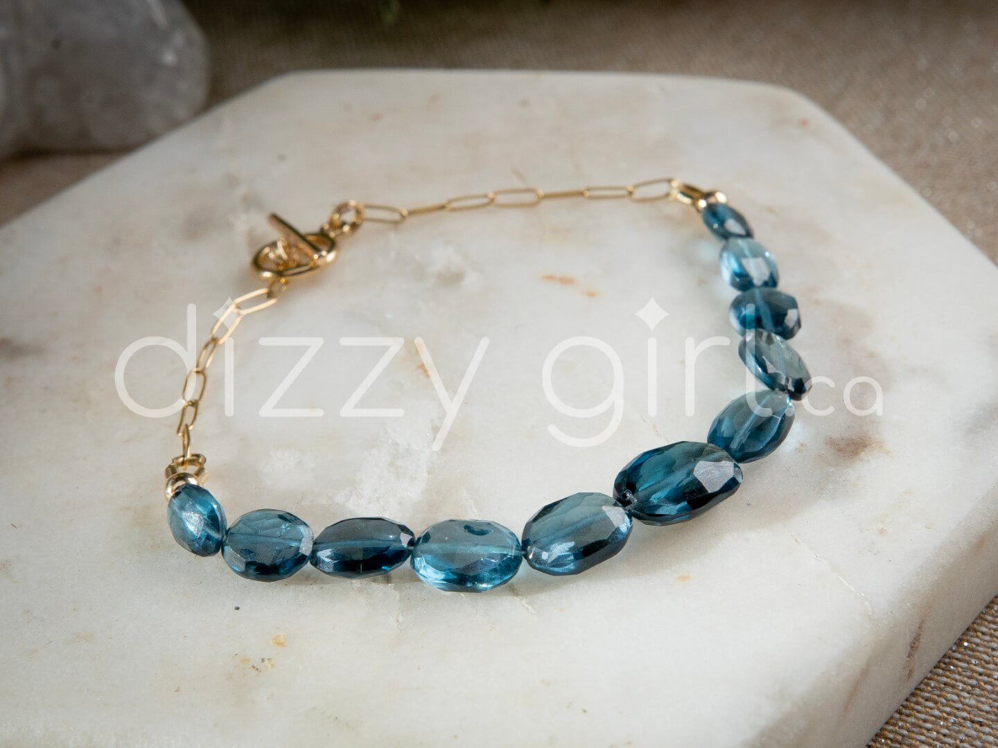 London Topaz Paperclip Toggle Bracelet (14k Gold Filled)