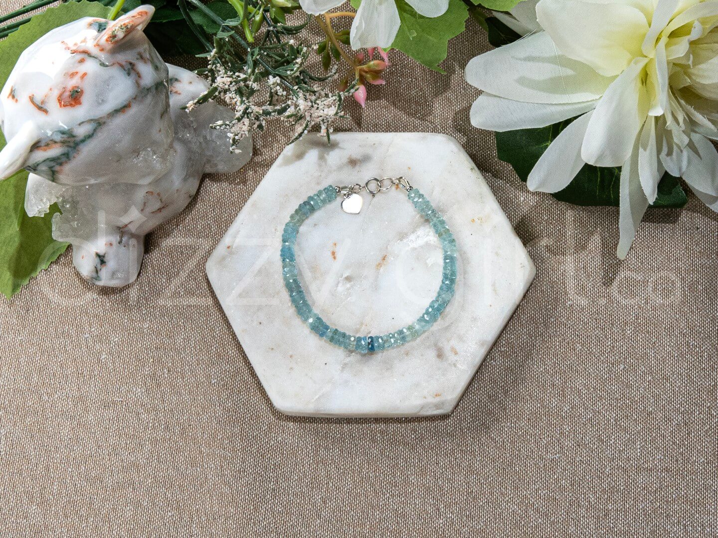 Aquamarine AAA Bracelet with Charm (Sterling Silver)