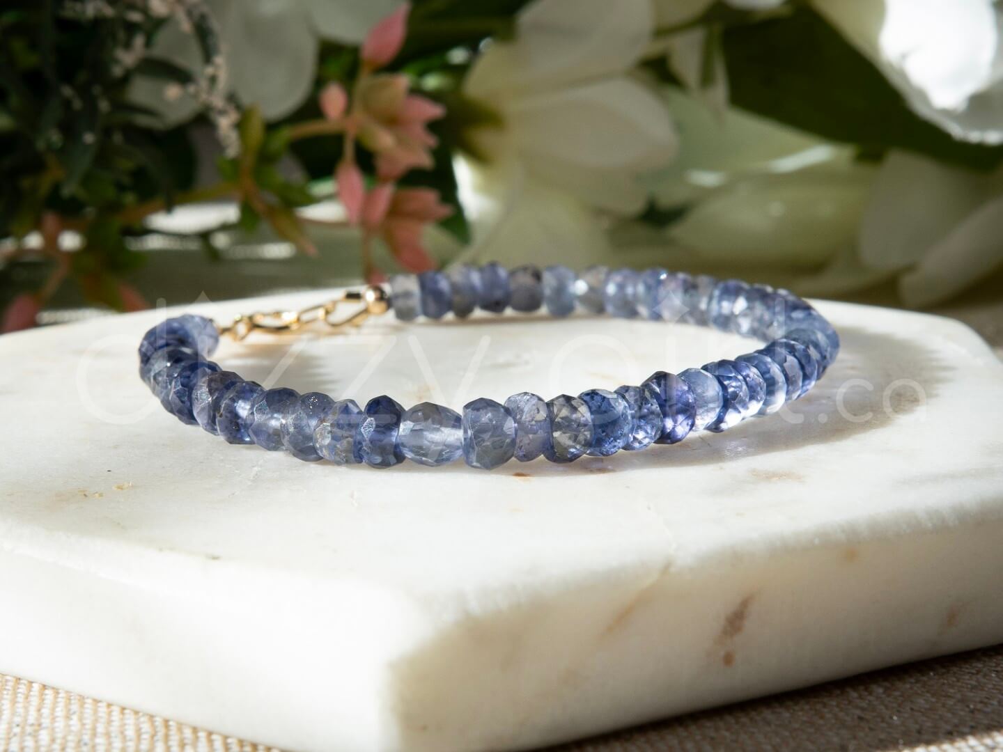 Iolite Bracelet with Gold Detail (14k Gold Filled)