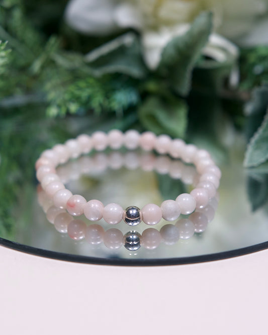 Pink Opal Bracelet with Sterling Silver Accent (Gemstone Bracelet)