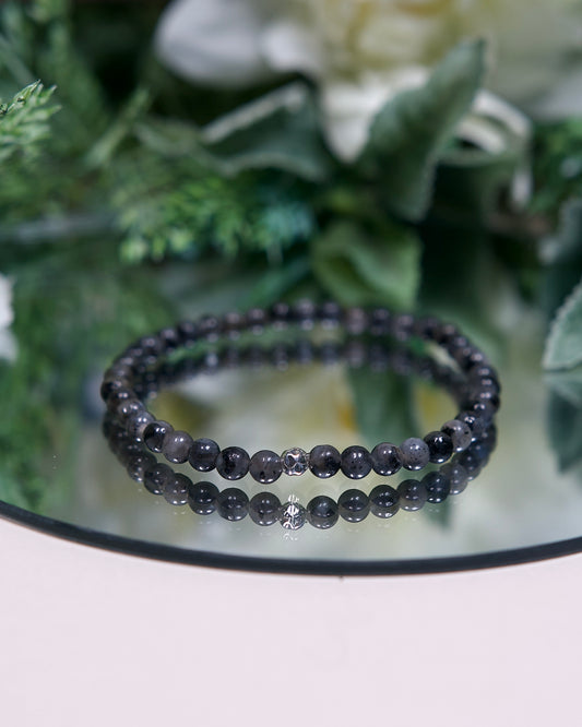Larvikite Bracelet with Sterling Silver Accent (Gemstone Bracelet)
