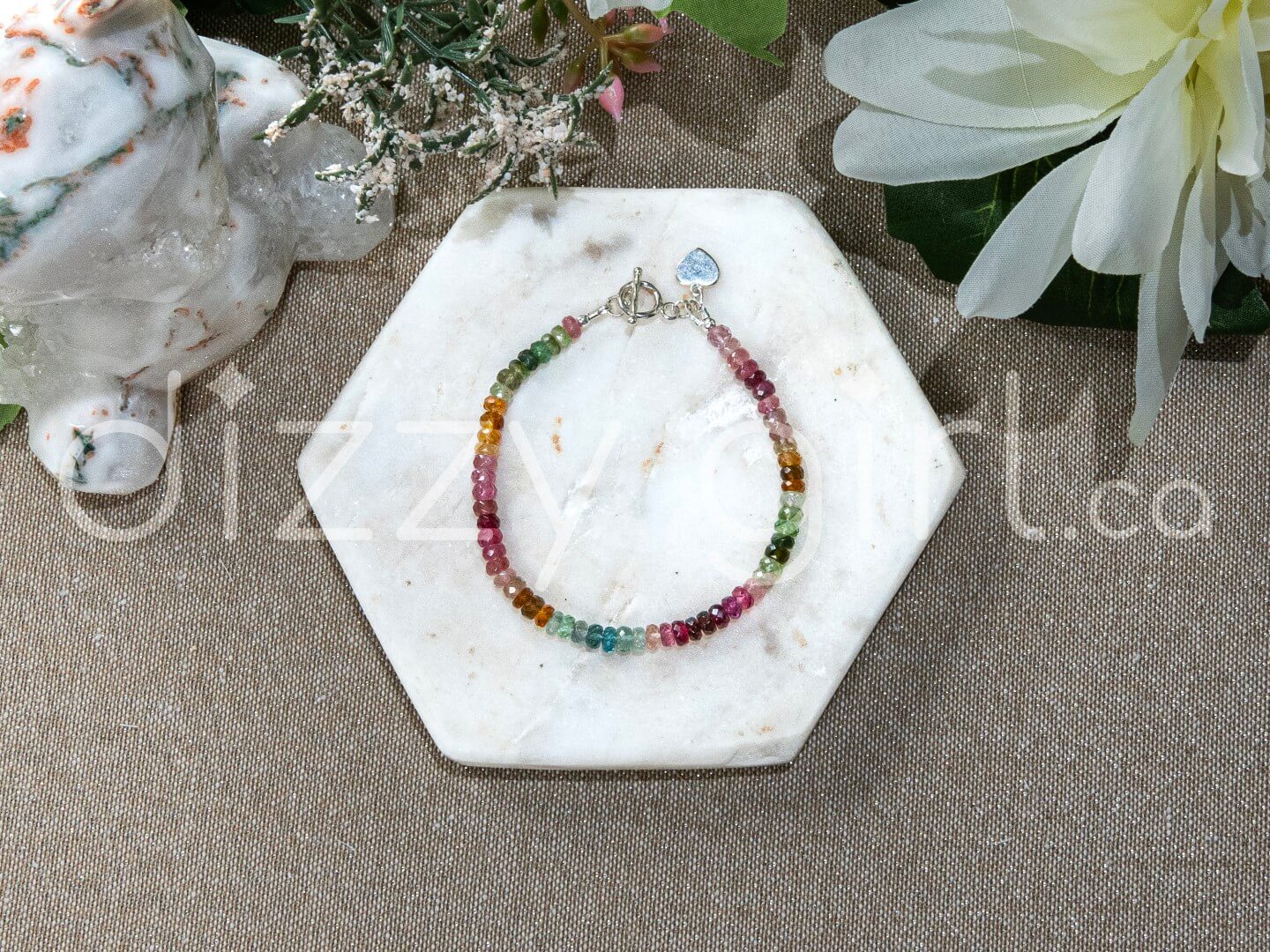 Watermelon Tourmaline AAA with Toggle and Charm (Sterling Silver)