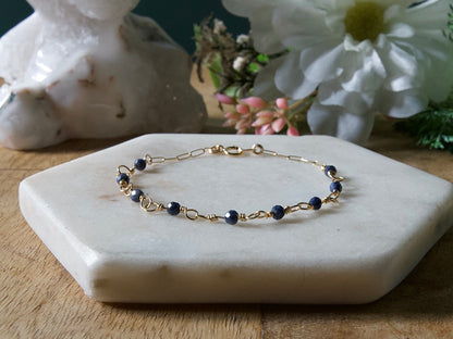 Personalized Birthstone Wire Link Bracelet (Pick Your Gemstone + Metal)