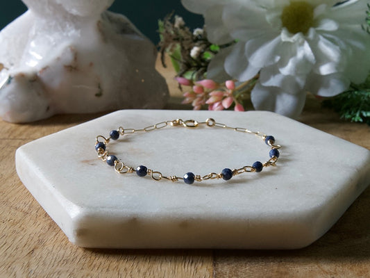 Personalized Birthstone Wire Link Bracelet (Pick Your Gemstone + Metal)