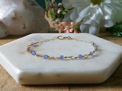 Personalized Birthstone Wire Link Bracelet (Pick Your Gemstone + Metal)