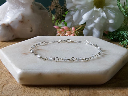 Personalized Birthstone Wire Link Bracelet (Pick Your Gemstone + Metal)