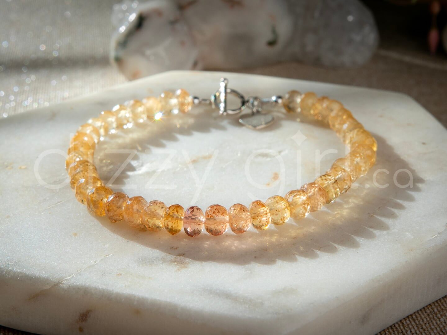 Imperial Topaz Bracelet with Toggle and Charm (Sterling Silver)