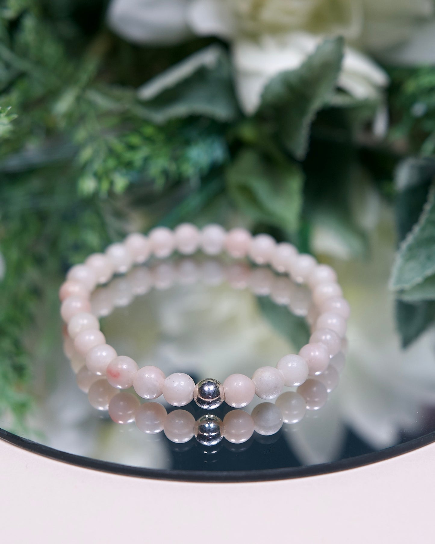 Pink Opal Bracelet with Sterling Silver Accent (Gemstone Bracelet)