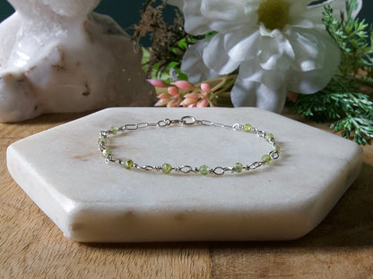 Personalized Birthstone Wire Link Bracelet (Pick Your Gemstone + Metal)