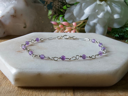 Personalized Birthstone Wire Link Bracelet (Pick Your Gemstone + Metal)