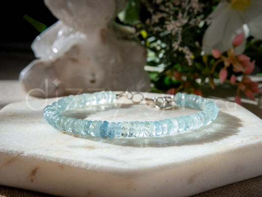 Aquamarine AAA Bracelet with Charm (Sterling Silver)