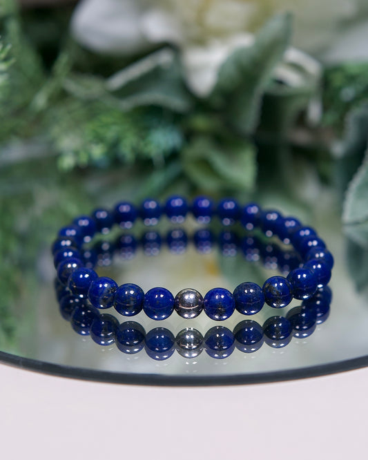 Lapis Lazuli A+ Bracelet with Sterling Silver Accent (Gemstone Bracelet)