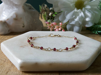 Personalized Birthstone Wire Link Bracelet (Pick Your Gemstone + Metal)