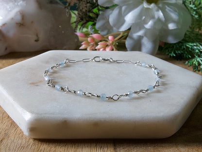 Personalized Birthstone Wire Link Bracelet (Pick Your Gemstone + Metal)
