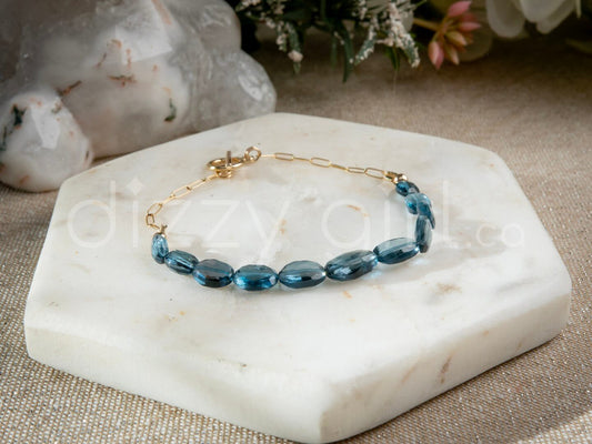 London Topaz Paperclip Toggle Bracelet (14k Gold Filled)