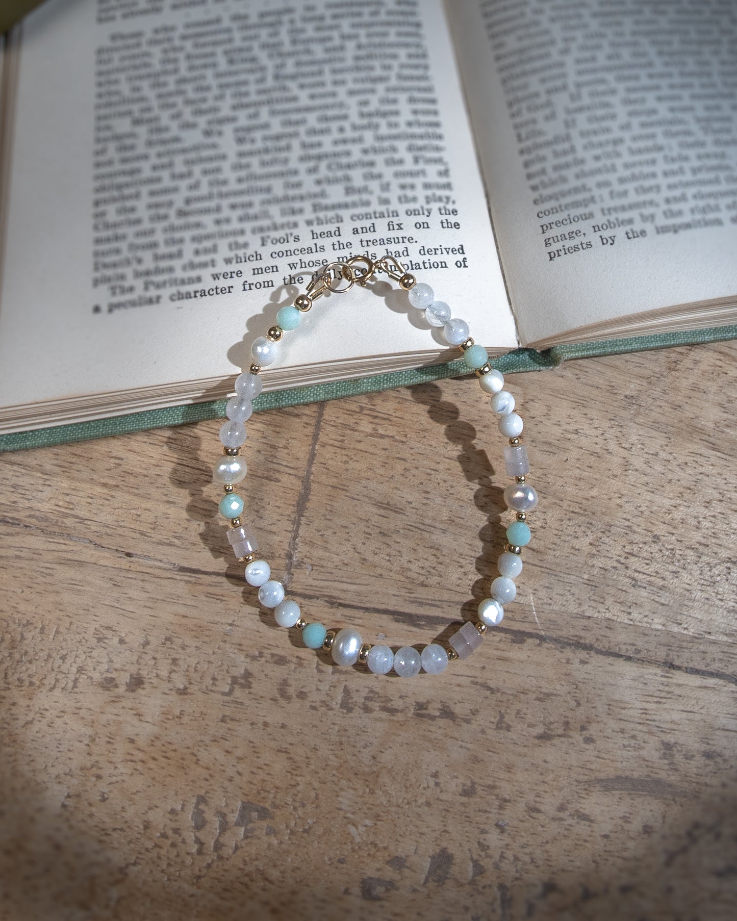 The Lunaria (Gemstone bracelet with 14k Gold Filled detail)