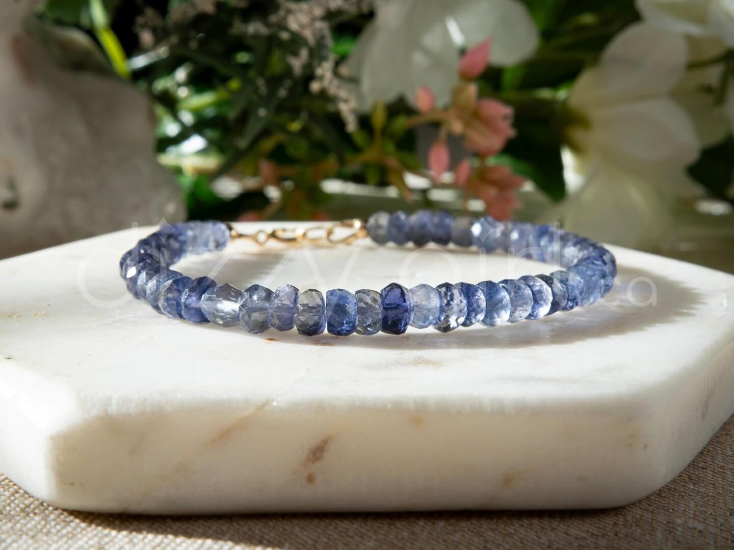 Iolite Bracelet with Gold Detail (14k Gold Filled)