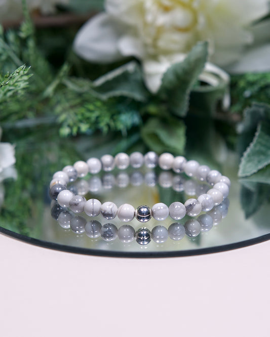 Howlite Bracelet with Sterling Silver Accent (6mm Gemstone Bracelet)
