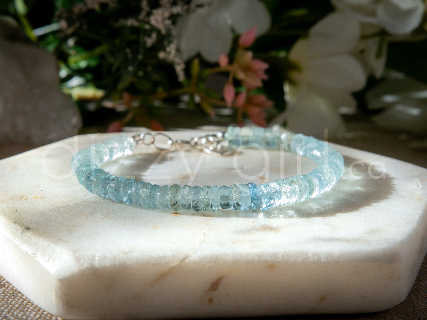 Aquamarine AAA Bracelet with Charm (Sterling Silver)