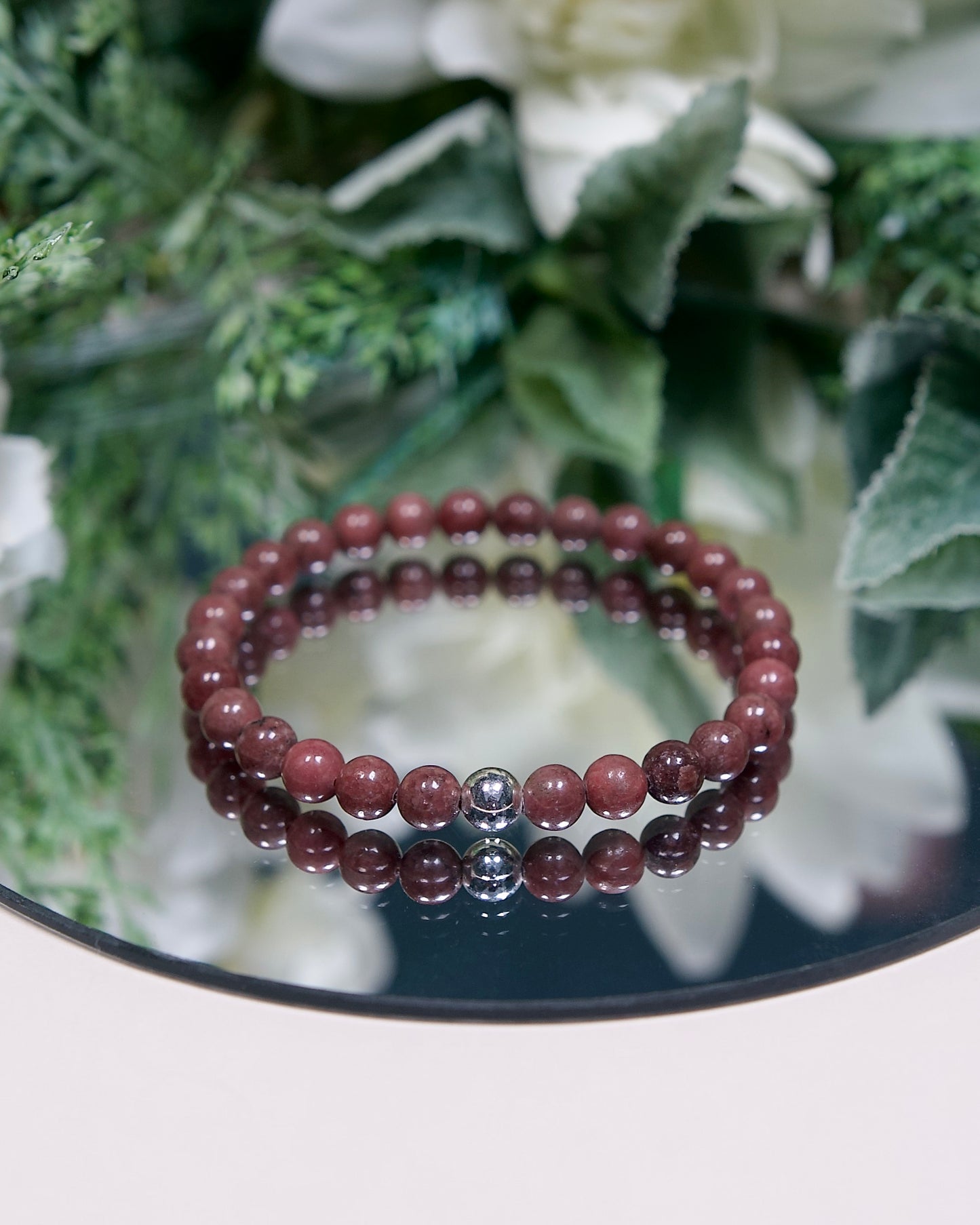 Rose Jasper Bracelet with Sterling Silver Accent (Gemstone Bracelet)