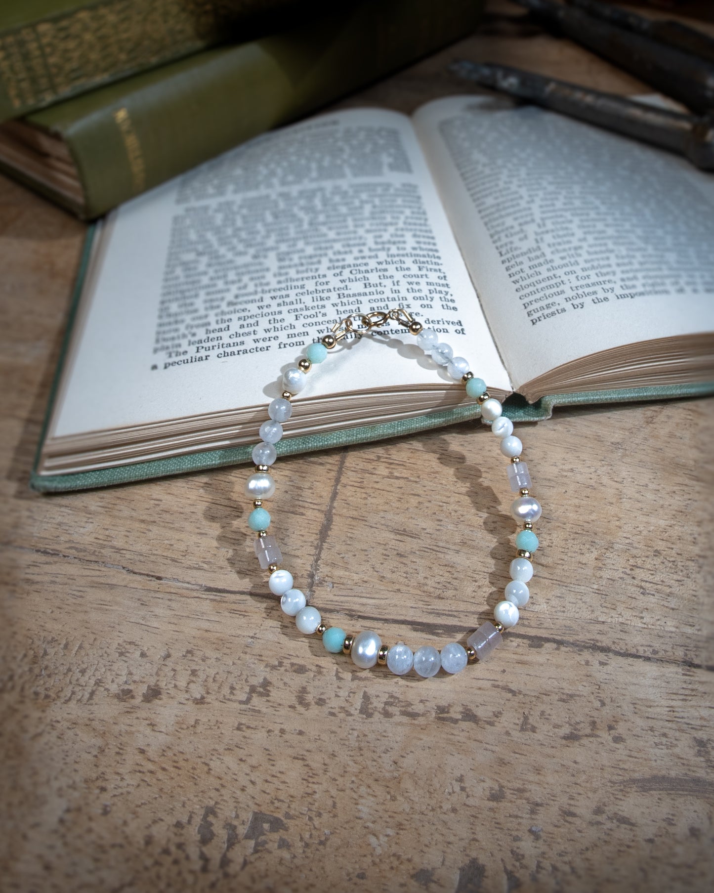 The Lunaria (Gemstone bracelet with 14k Gold Filled detail)
