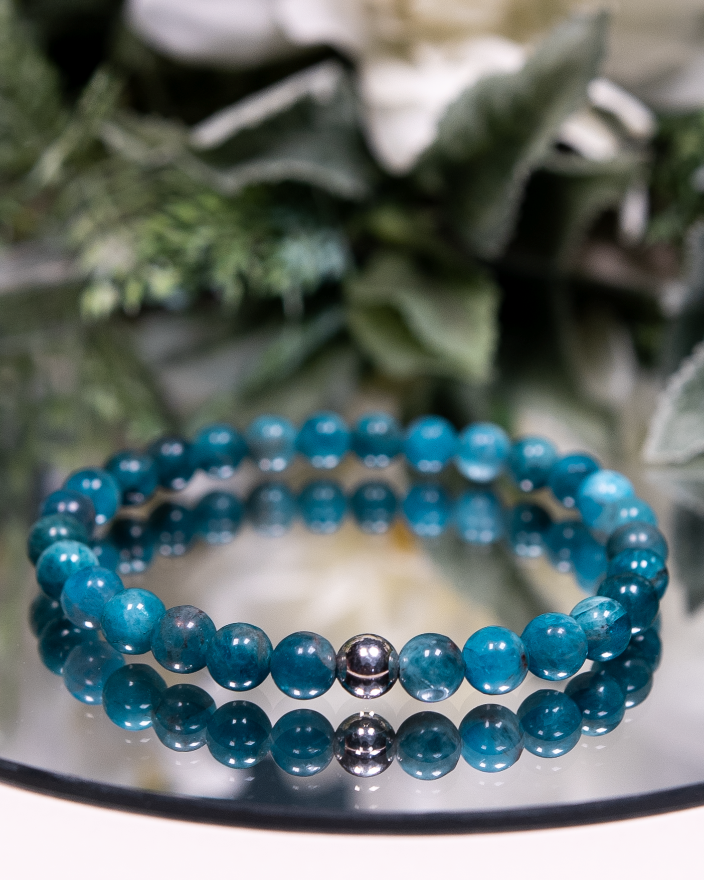 Apatite Gemstone Stretch Bracelet with Sterling Silver Accent Bead (Gemstone Bracelet)