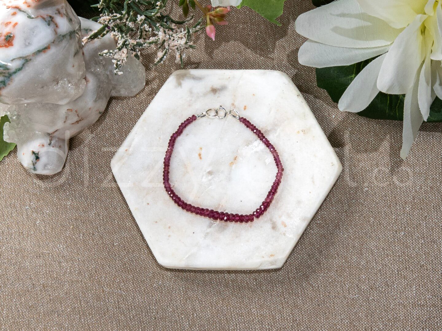 Purple Garnet Bracelet with Sterling Silver Clasp