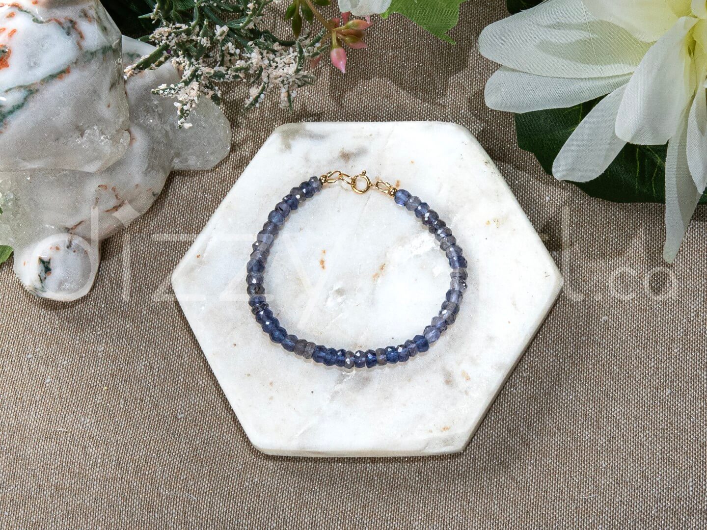 Iolite Bracelet with Gold Detail (14k Gold Filled)