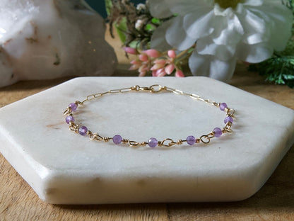 Personalized Birthstone Wire Link Bracelet (Pick Your Gemstone + Metal)