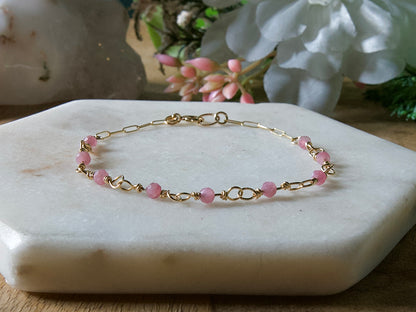 Personalized Birthstone Wire Link Bracelet (Pick Your Gemstone + Metal)