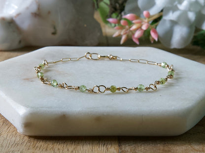 Personalized Birthstone Wire Link Bracelet (Pick Your Gemstone + Metal)