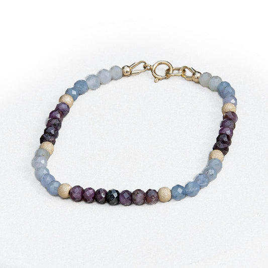 Dizzy Girl Canadian Sapphire 14k Gold-Filled Faceted Beaded Bracelet