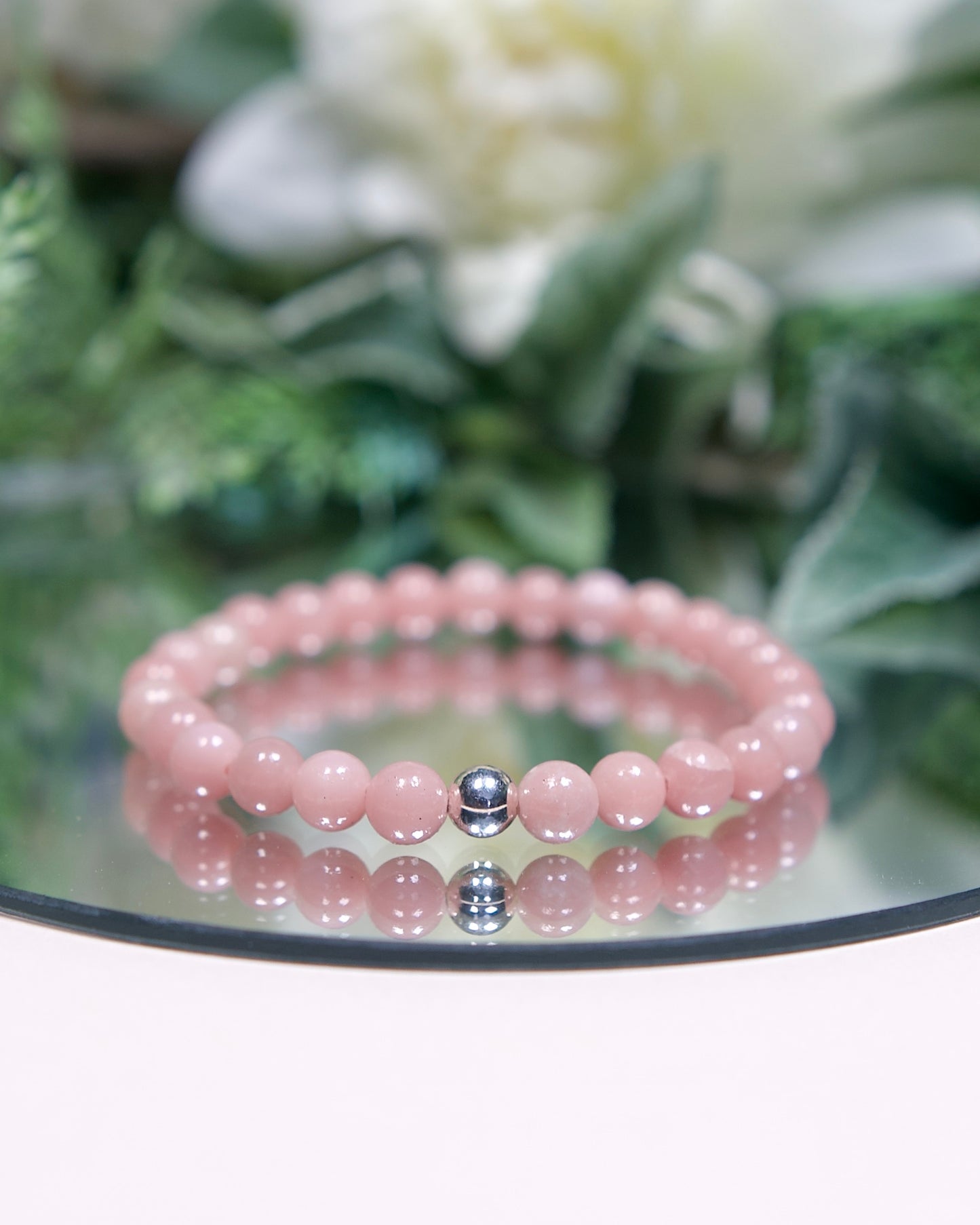 Pink Opal AAA Bracelet with Sterling Silver Accent (Gemstone Bracelet)