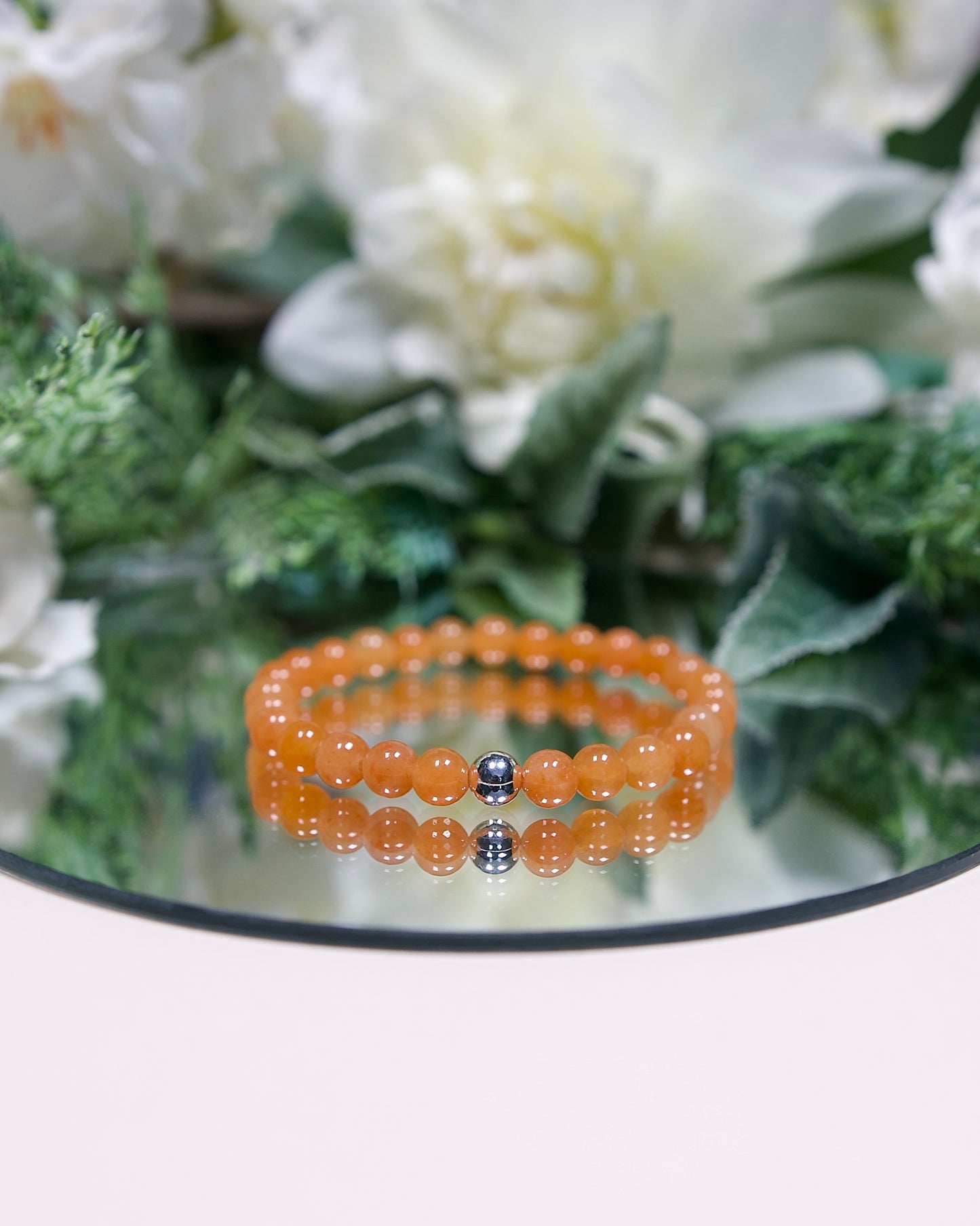 Red Aventurine Bracelet with Sterling Silver Accent (Gemstone Bracelet)